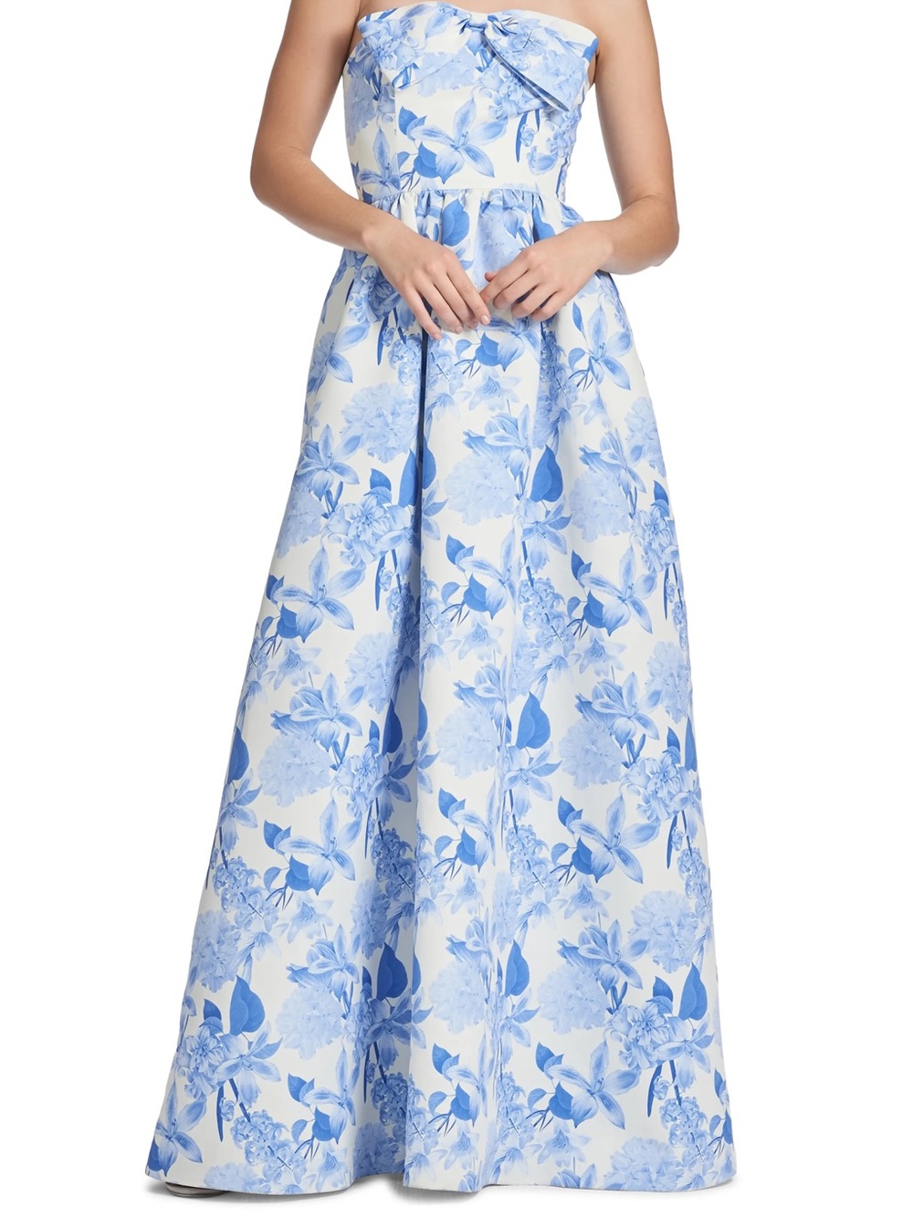Sachin + Babi Blue and White Floral Strapless Maxi Skirt
